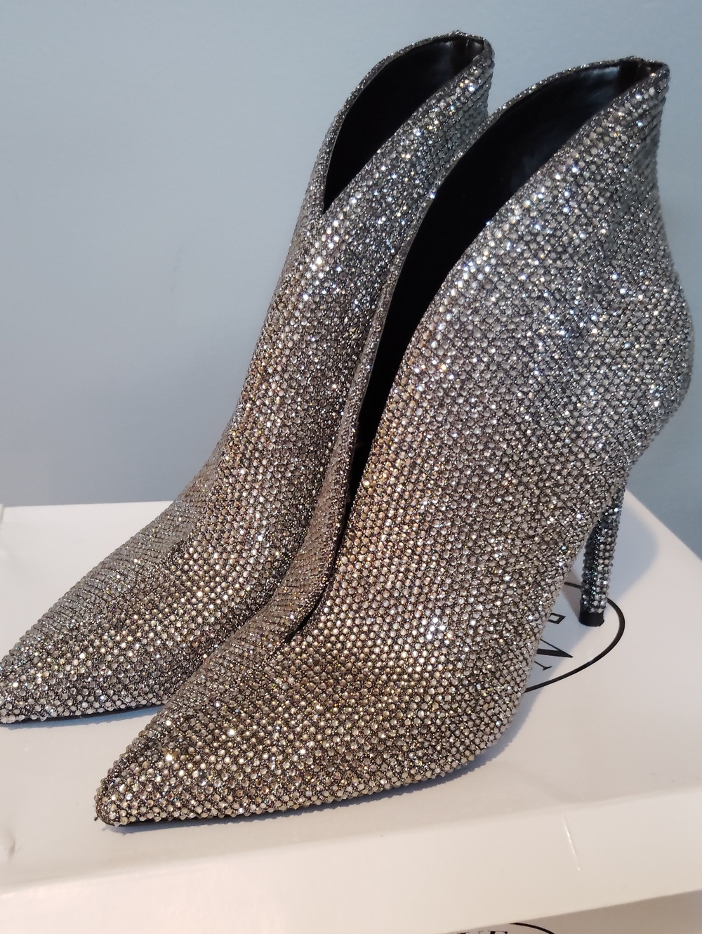 Jessica Simpson Silver Rhinestone Ankle Boots NIB 7